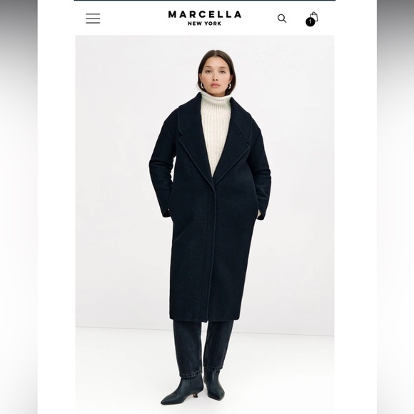 NWT Marcella Elizabeth coat in black sz small 100% wool - Picture 1 of 6